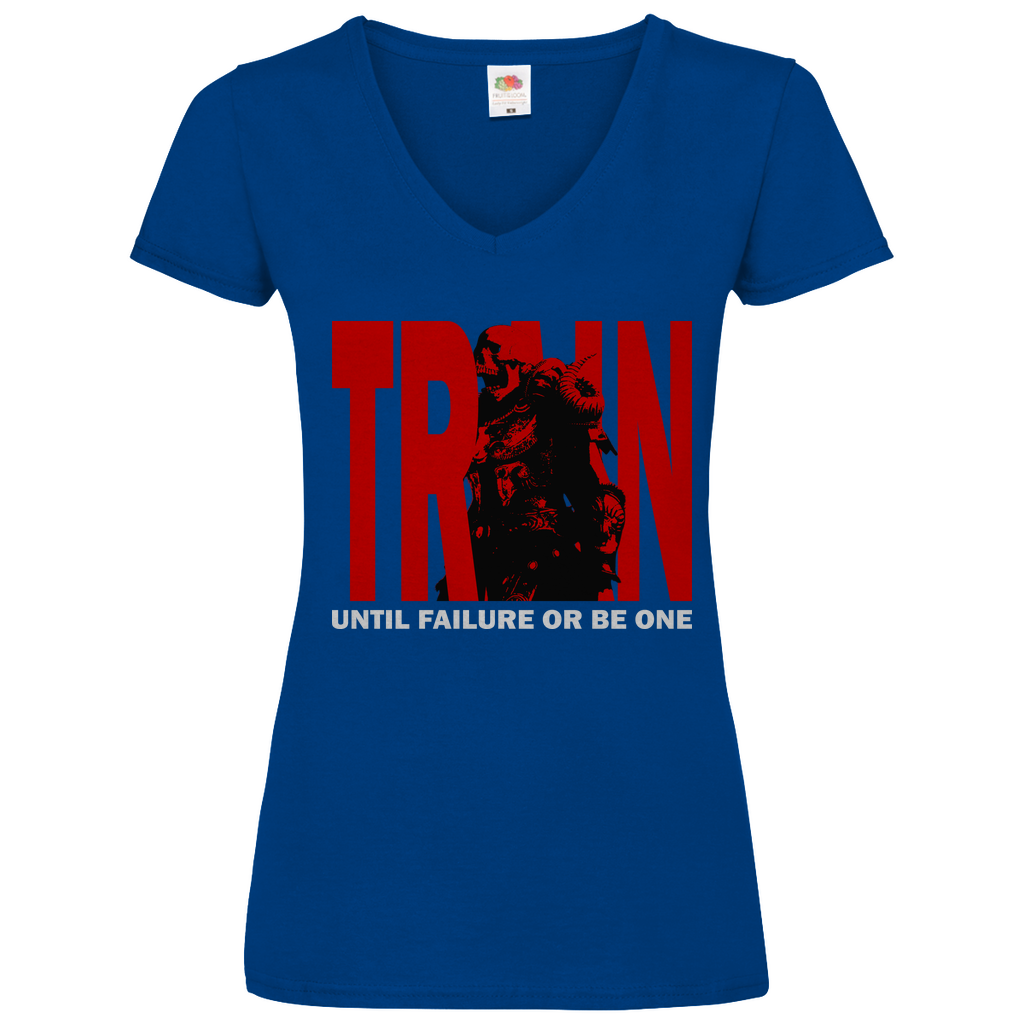 Damen Basic V-Neck T-Shirt Train Until Failure or be one