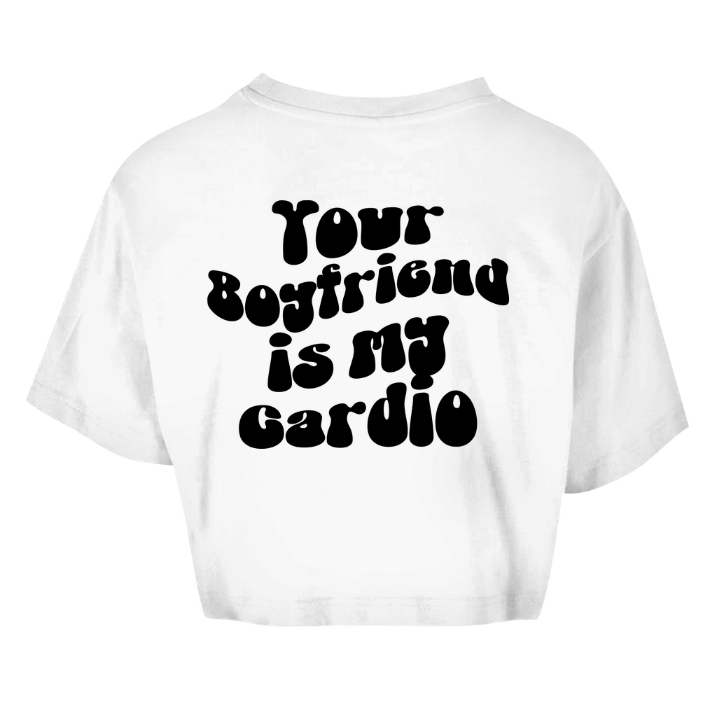 Damen Oversize Crop Top Your Boyfriend ist my Cardio-Swolemates