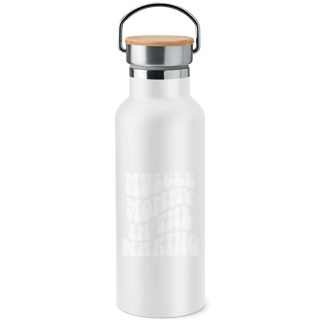 Edelstahl-Trinkflasche mit Bambusdeckel Muscle Mommy in the Making-Swolemates
