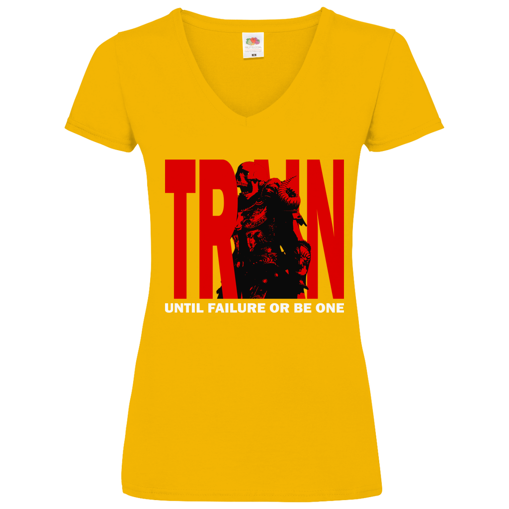 Damen Basic V-Neck T-Shirt Train Until Failure or be one