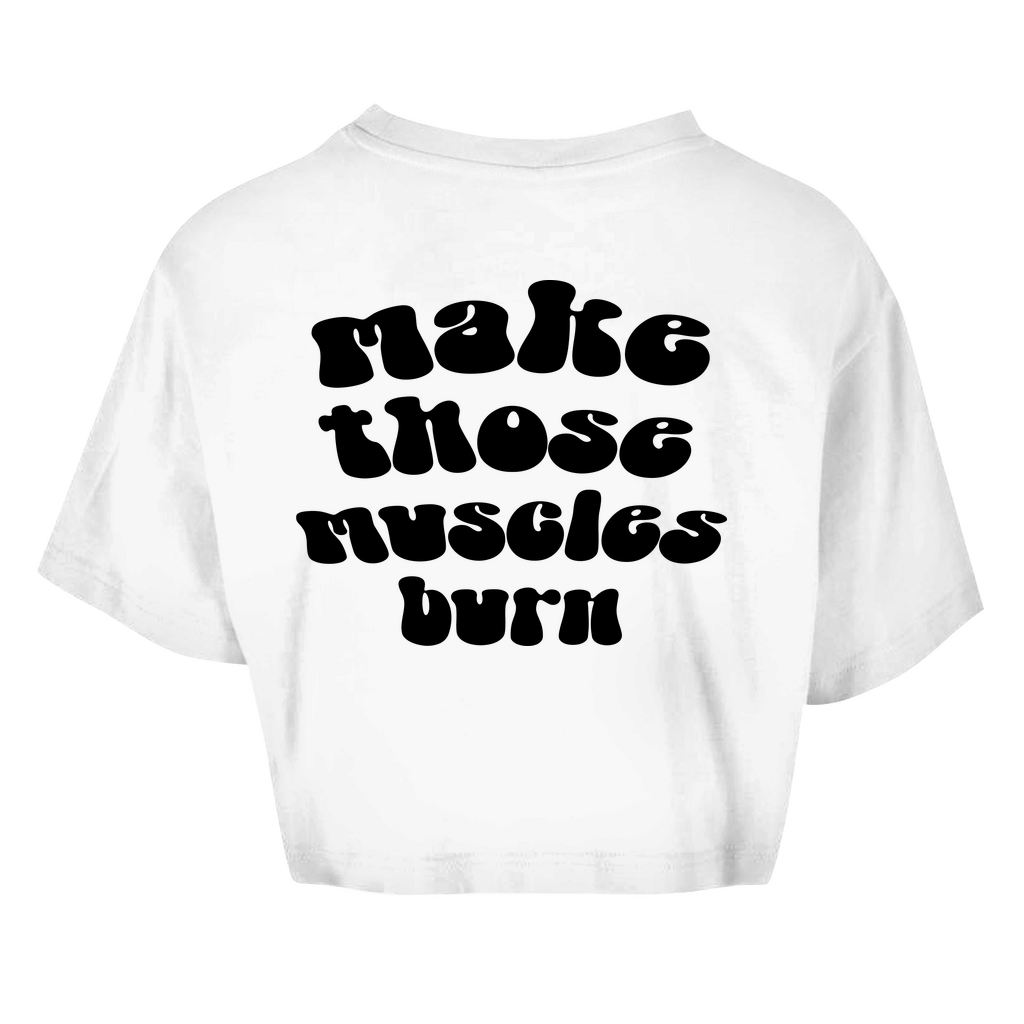 Damen Oversize Crop Top make those muscles burn-Swolemates