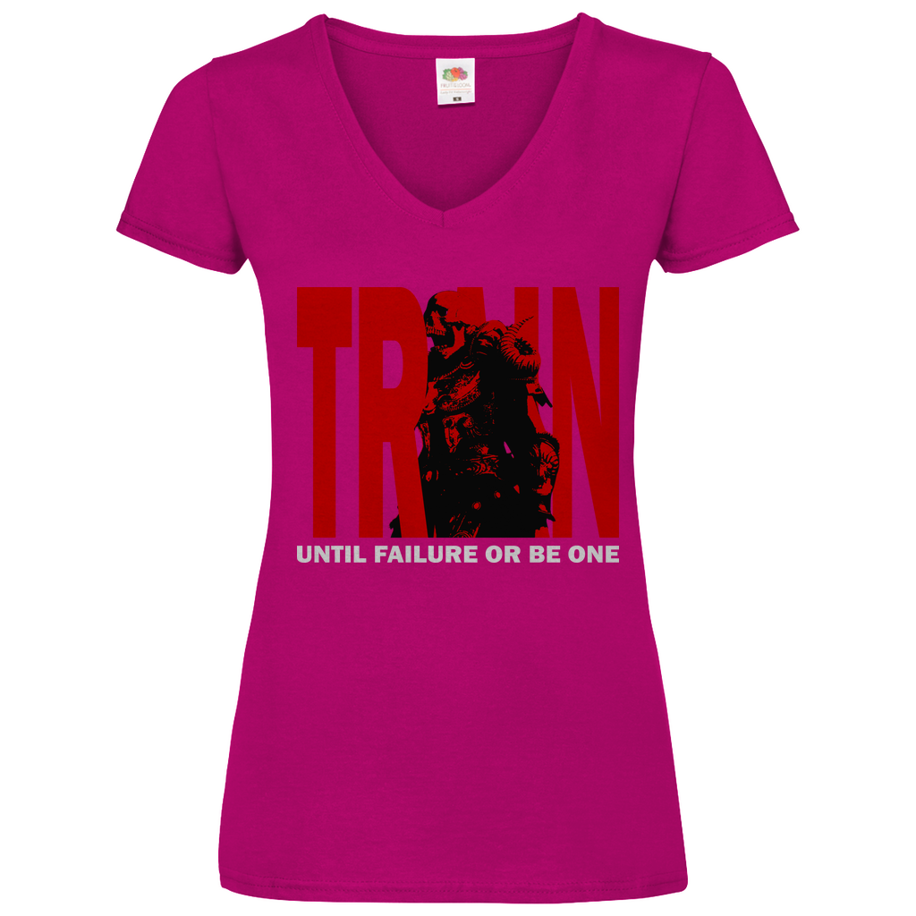 Damen Basic V-Neck T-Shirt Train Until Failure or be one