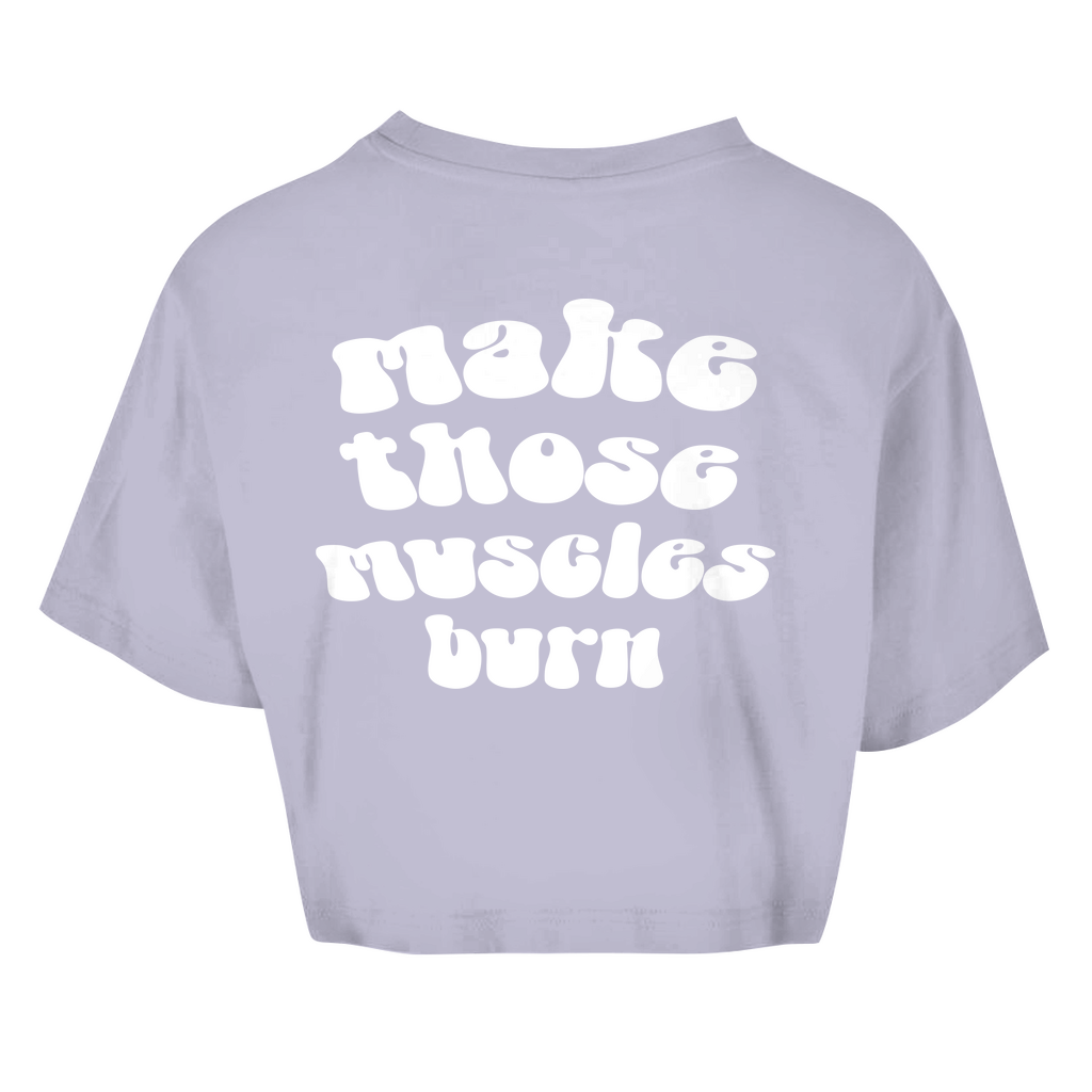 Damen Oversize Crop Top make those muscles burn-Swolemates