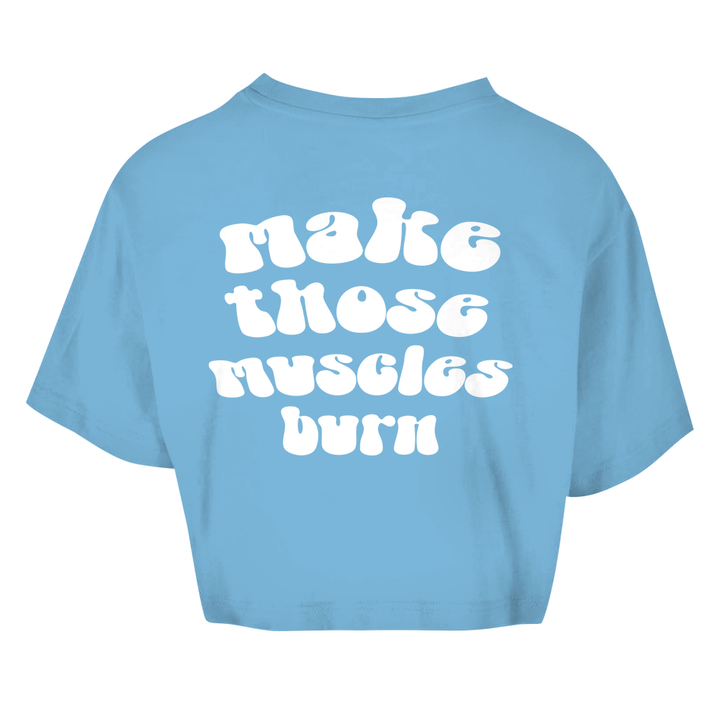 Damen Oversize Crop Top make those muscles burn-Swolemates
