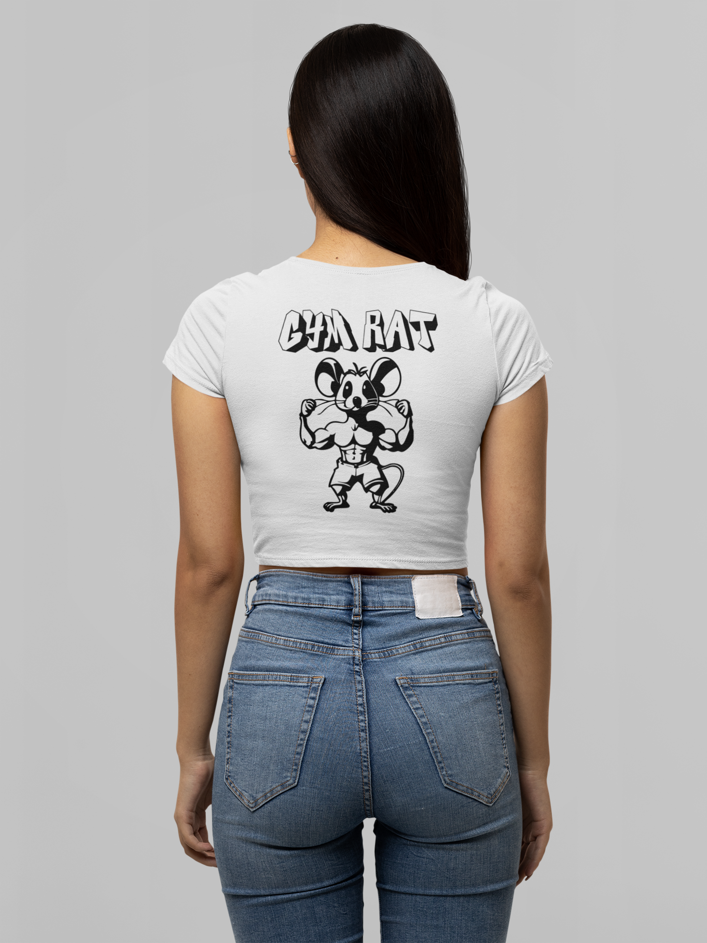 Gym Rat Vis White Crop Top-T-Shirt-Swolemates
