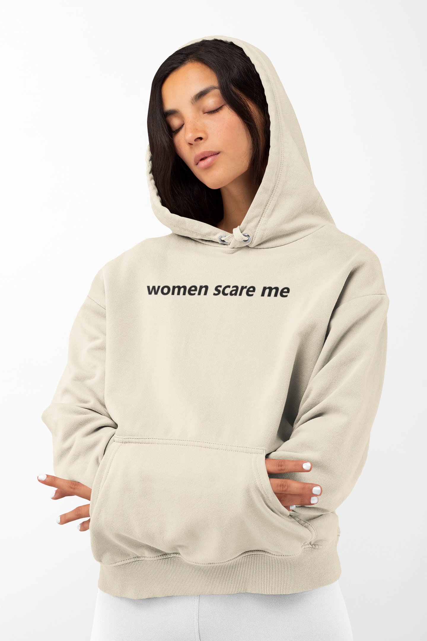 Women Scare Me Regular Fit Hoodie-Hoodie-Swolemates
