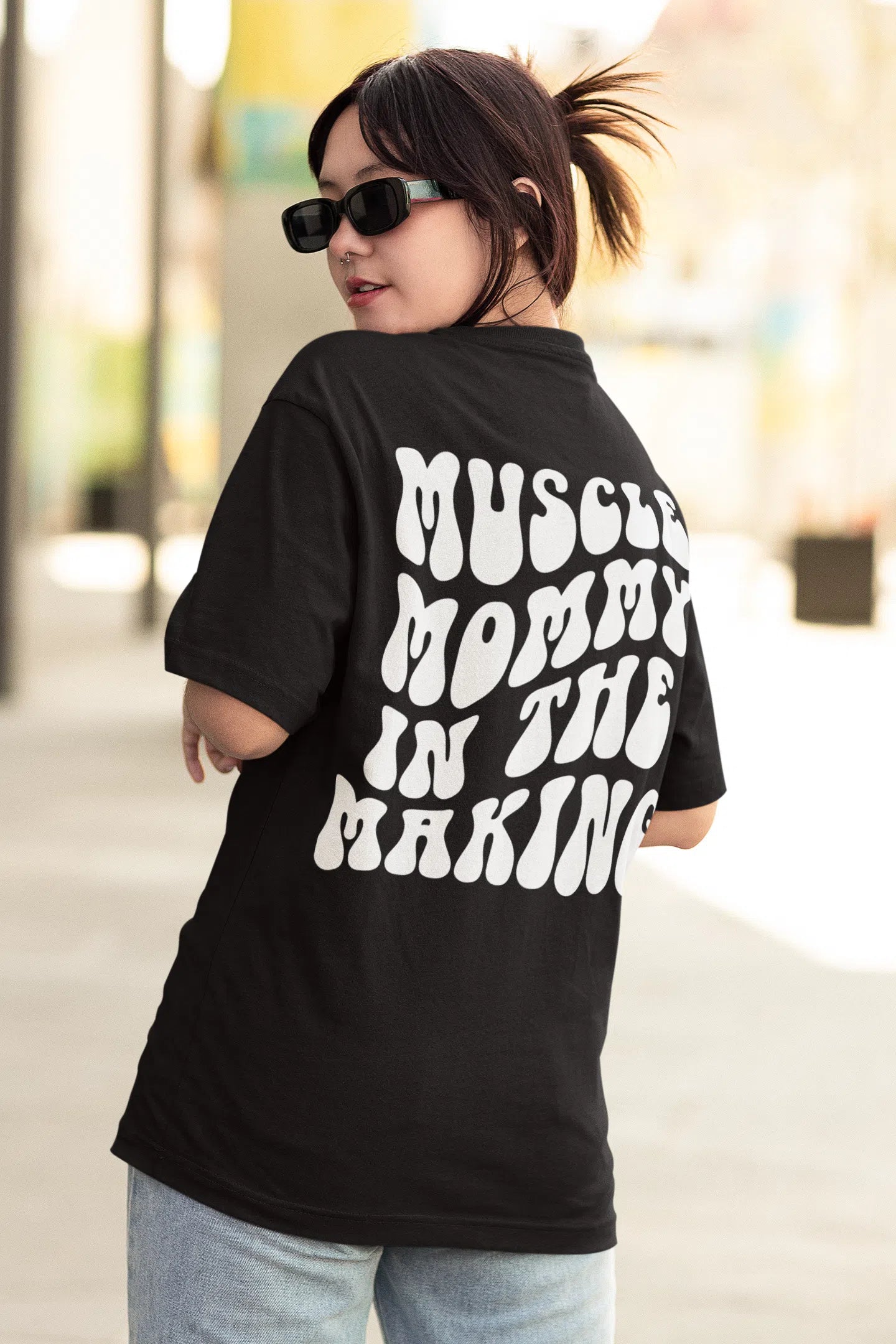 Muscle Mommy In The Making Oversize Pump Cover Shirt-T-Shirt-Swolemates