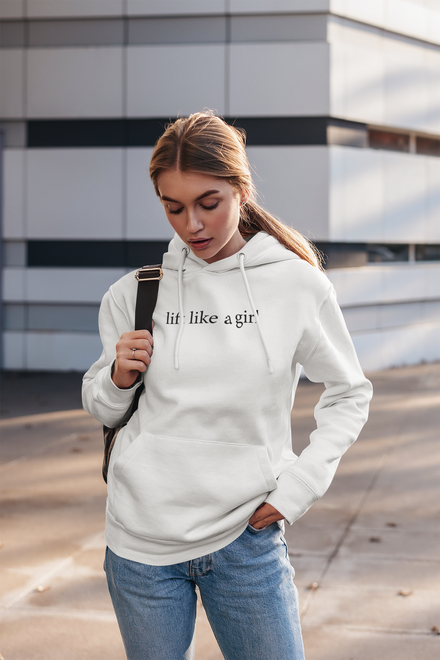 lift like a girl Regular Fit Hoodie-Hoodie-Swolemates