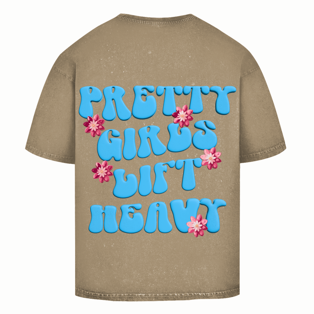 Oversize Washed T-Shirt Pretty Girls Lift Heavy-Swolemates