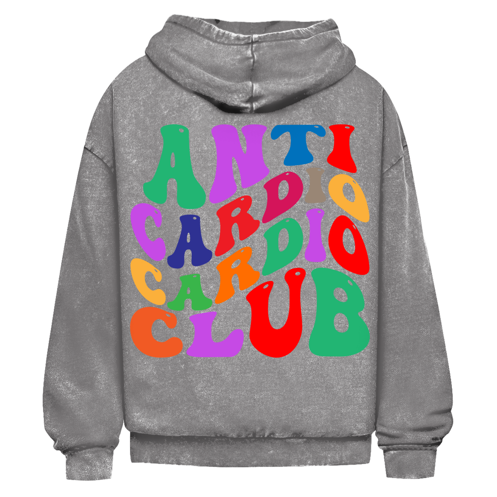 Oversize Washed Hoodie Anti Cardio Cardio Club-Swolemates