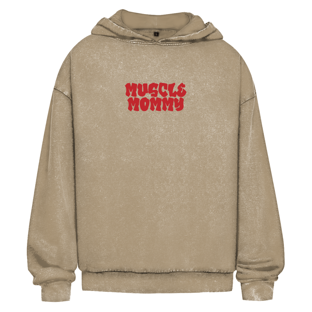 Oversize Washed Hoodie muscle mommy red-Swolemates