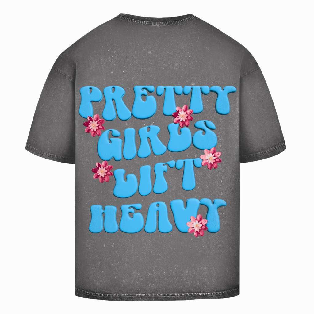 Oversize Washed T-Shirt Pretty Girls Lift Heavy-Swolemates