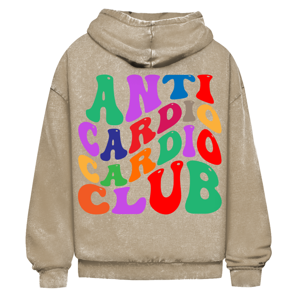 Oversize Washed Hoodie Anti Cardio Cardio Club-Swolemates