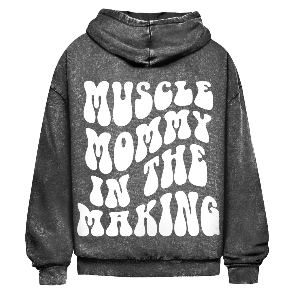 Oversize Washed Hoodie Muscle Mommy in the Making-Swolemates