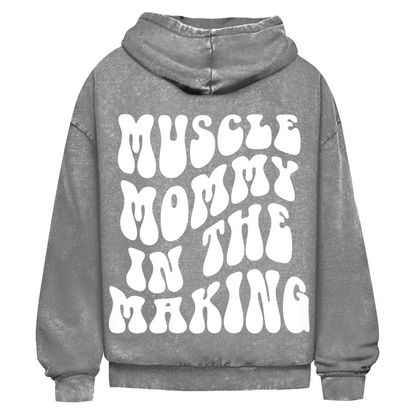 Oversize Washed Hoodie Muscle Mommy in the Making-Swolemates