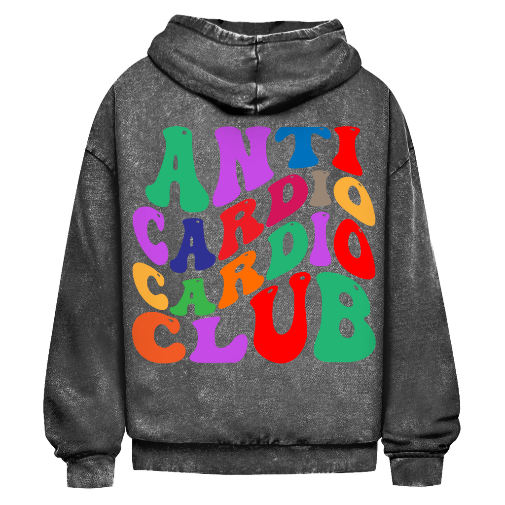 Oversize Washed Hoodie Anti Cardio Cardio Club-Swolemates