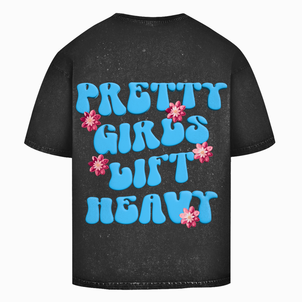 Oversize Washed T-Shirt Pretty Girls Lift Heavy-Swolemates