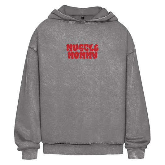 Oversize Washed Hoodie muscle mommy red-Swolemates