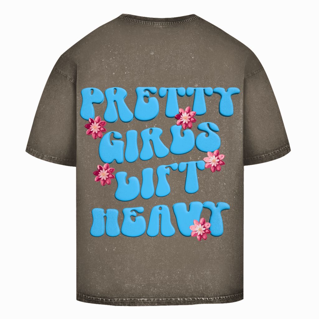 Oversize Washed T-Shirt Pretty Girls Lift Heavy-Swolemates