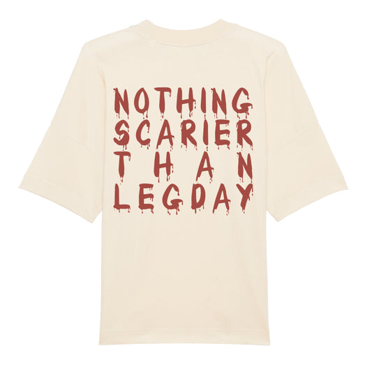 Nothing Scarier Than Legday Text Red-T-Shirt-Swolemates