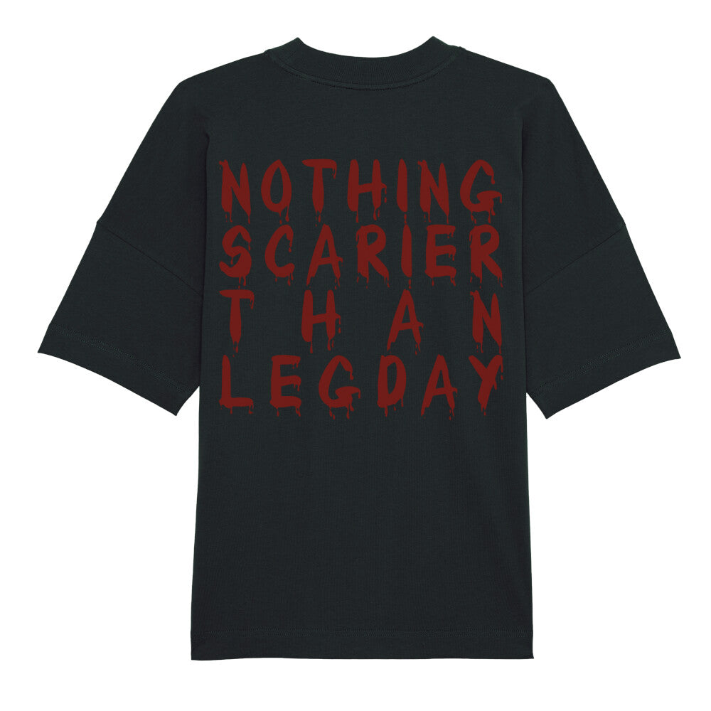 Nothing Scarier Than Legday Text Red-T-Shirt-Swolemates