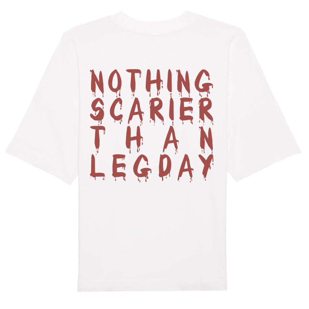 Nothing Scarier Than Legday Text Red-T-Shirt-Swolemates