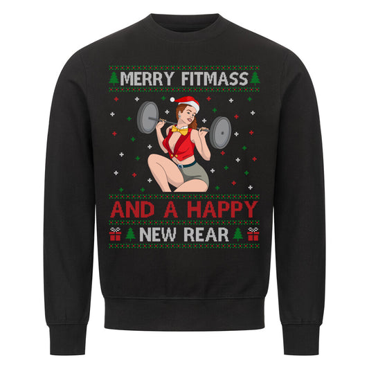 Merry Fitmas And A Happy New Rear Ugly Christmas Sweater-Sweatshirt-Swolemates